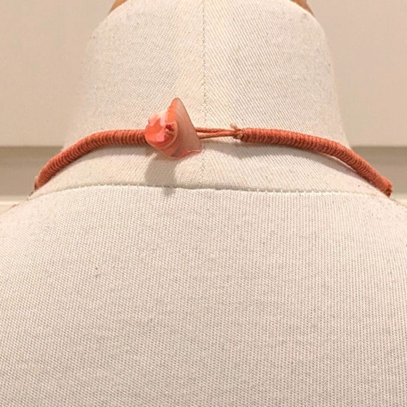 Vintage 19.5" Pink Natural Shell and Rope Necklace with Rhinestone Beads - Picture 4 of 6